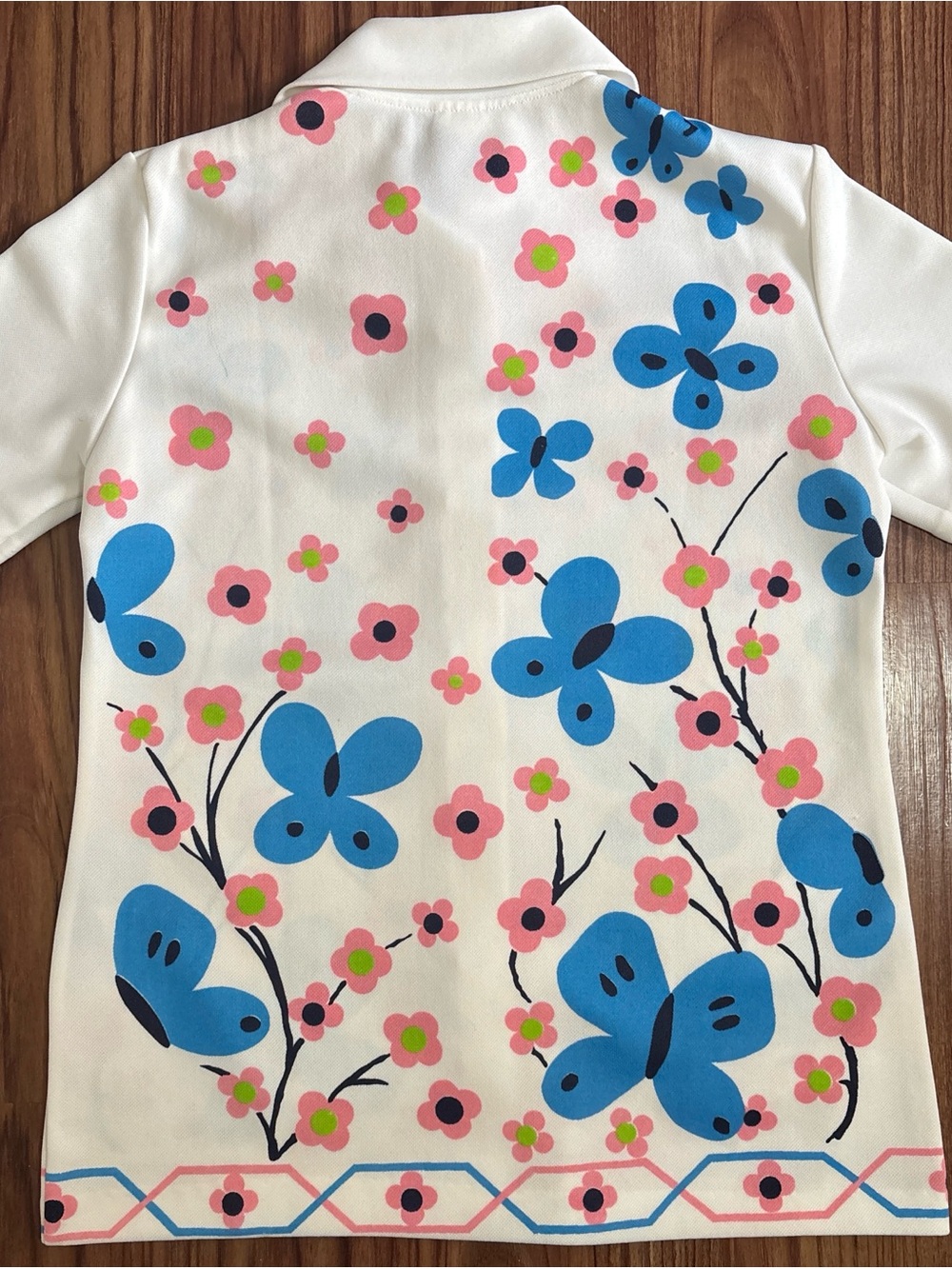 VTG 70s Funky Collared Shirt with Butterfly and Flower Print - Picture 3 of 7